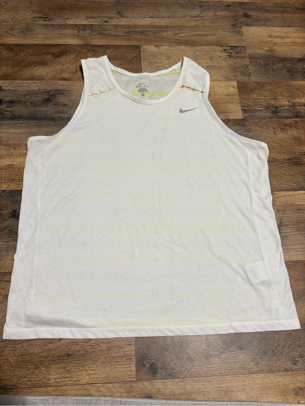 Nike Dri-FIT Men’s XL White Neon Yellow Striped Running Tank Top